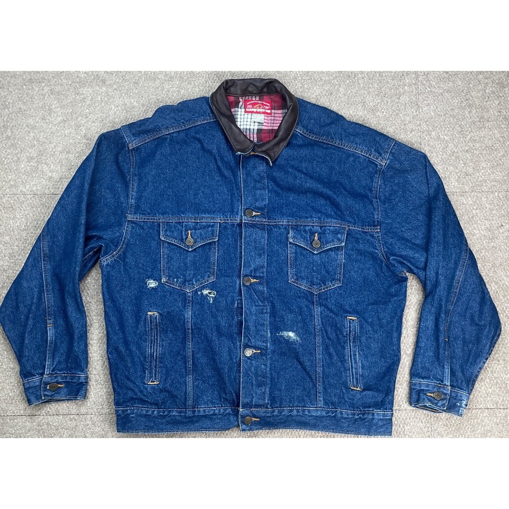 Marlboro Country Store Vintage Flannel Lined Shoulder Men's Denim Jacket Size XL